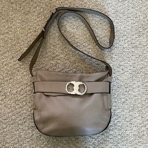 Tory Burch Taupe Pebble Leather Crossbody Shoulder Bag with dust bag